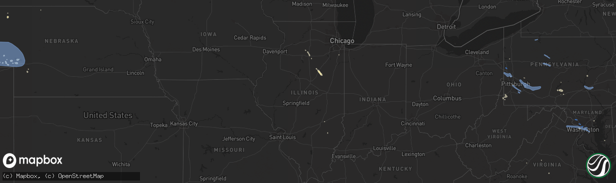 Hail map in Illinois on July 6, 2019