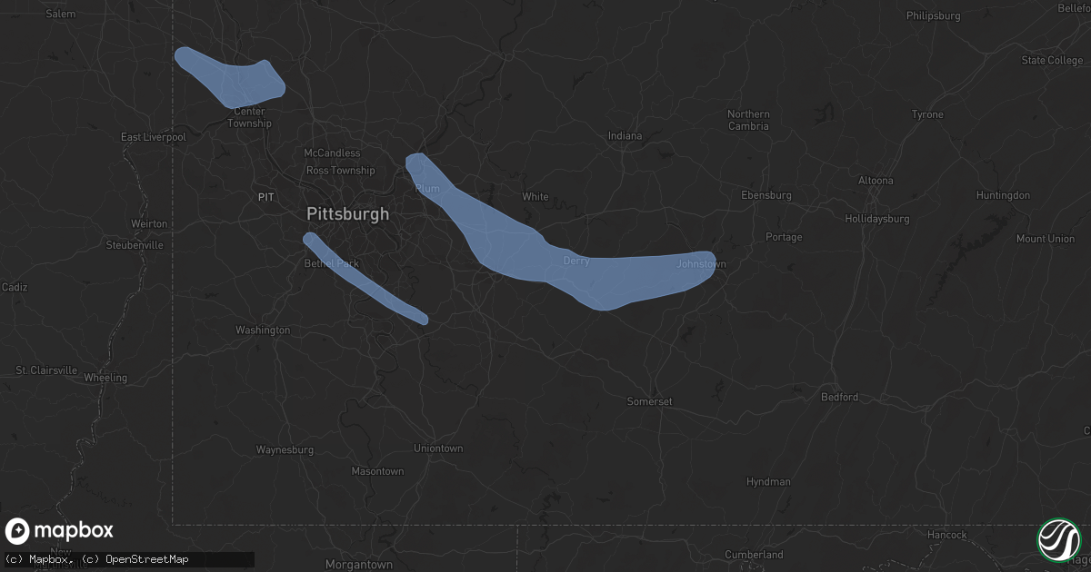 Hail map in Latrobe, PA on July 6, 2019