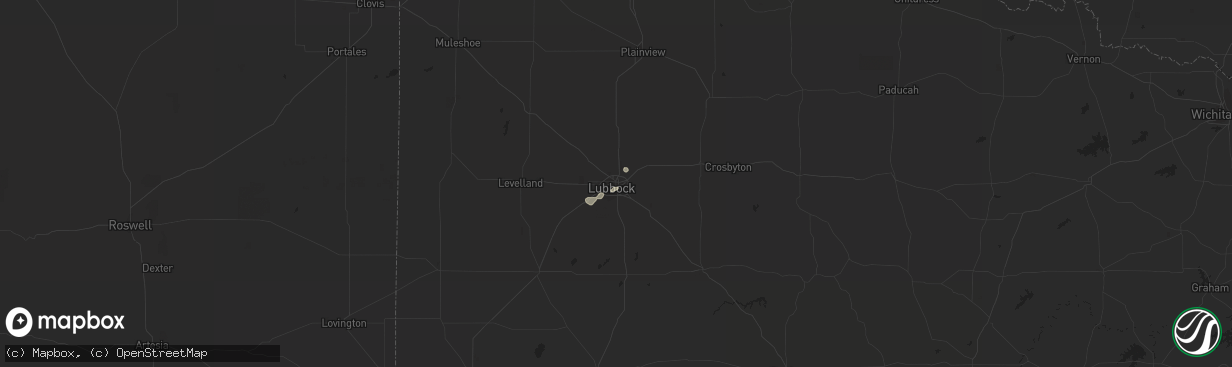 Hail map in Lubbock, TX on July 6, 2019