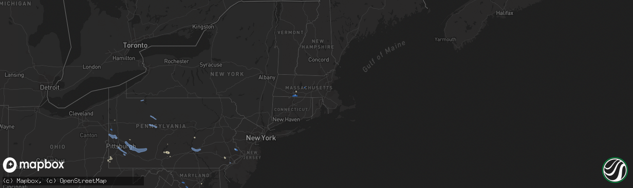 Hail map in Massachusetts on July 6, 2019