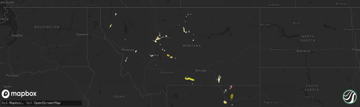 Hail map in Montana on July 6, 2019