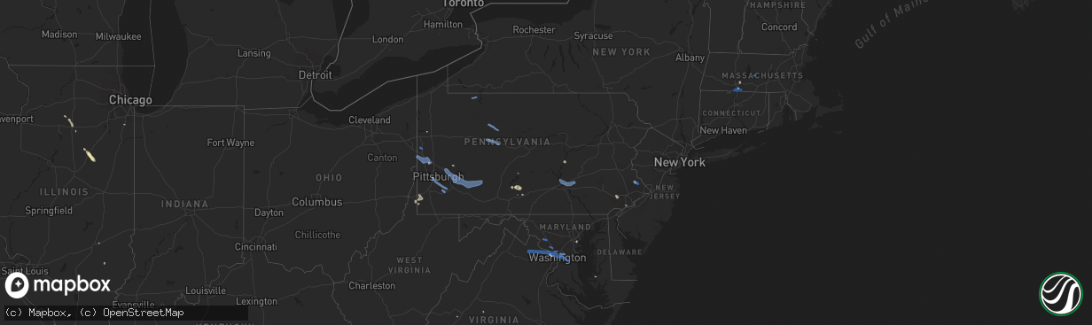 Hail map in Pennsylvania on July 6, 2019