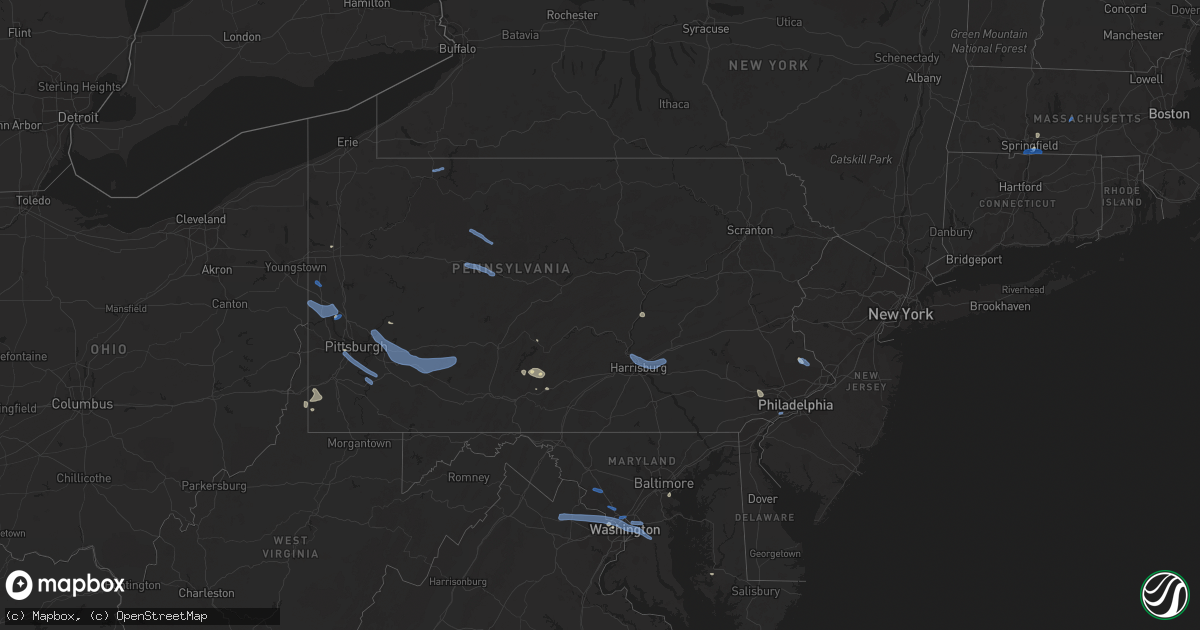 Hail map in Pennsylvania on July 6, 2019