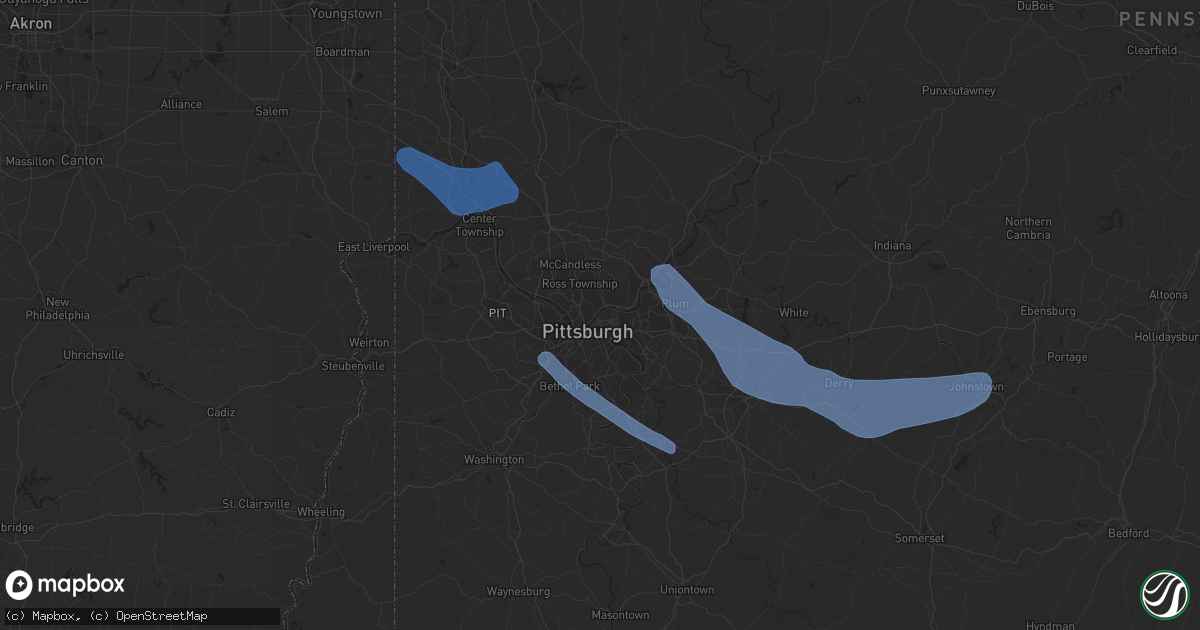 Hail map in Pittsburgh, PA on July 6, 2019