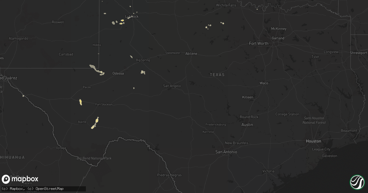 Hail map in Texas on July 6, 2019