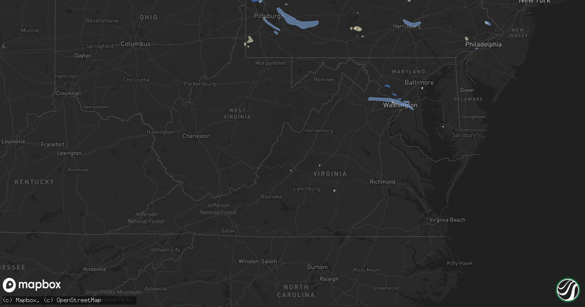 Hail map in Virginia on July 6, 2019