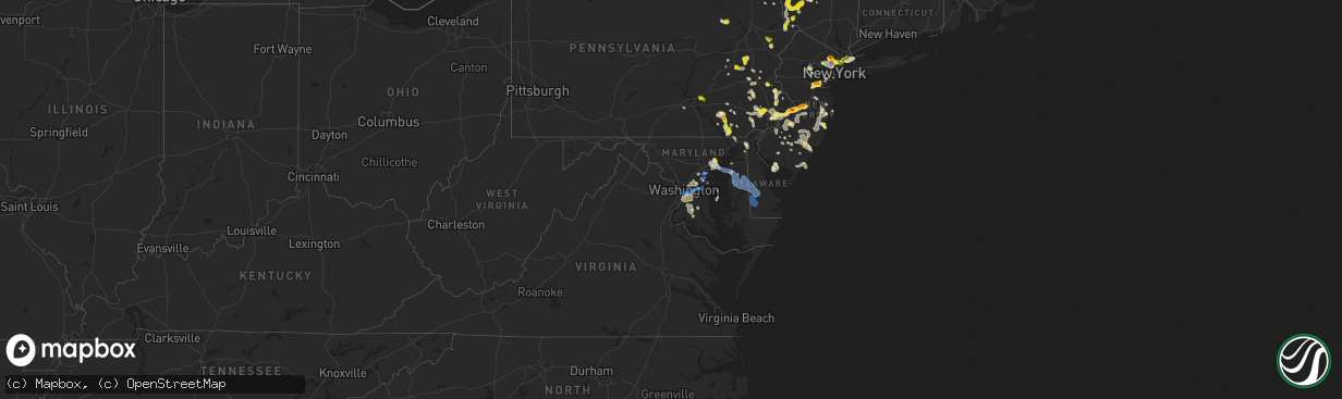 Hail map in Delaware on July 6, 2020