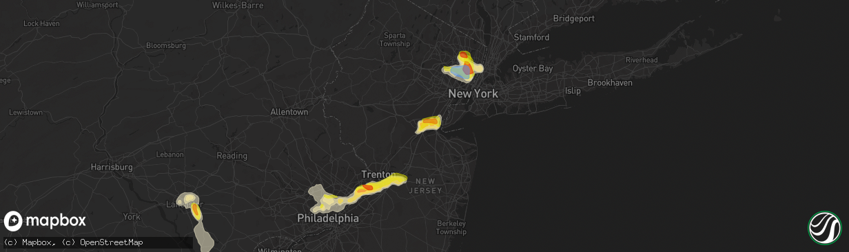 Hail map in Edison, NJ on July 6, 2020