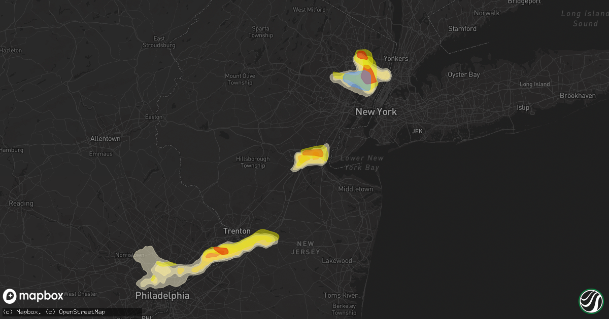 Hail map in Edison, NJ on July 6, 2020