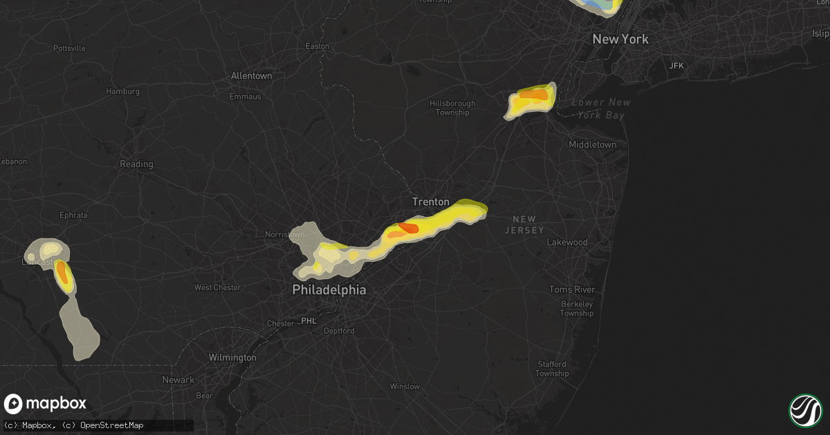 Hail map in Levittown, PA on July 6, 2020