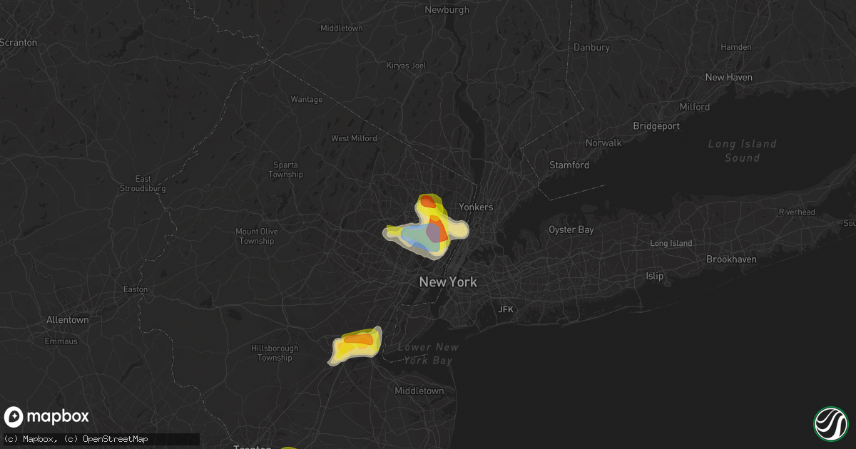 Hail map in Lodi, NJ on July 6, 2020