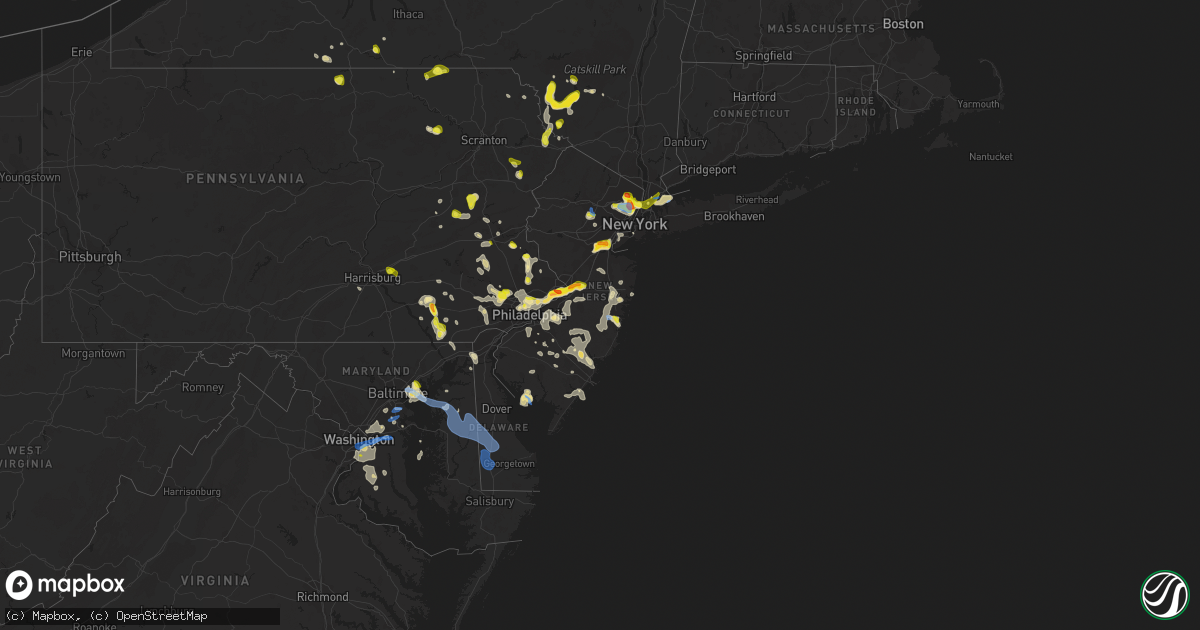 Hail map in New Jersey on July 6, 2020