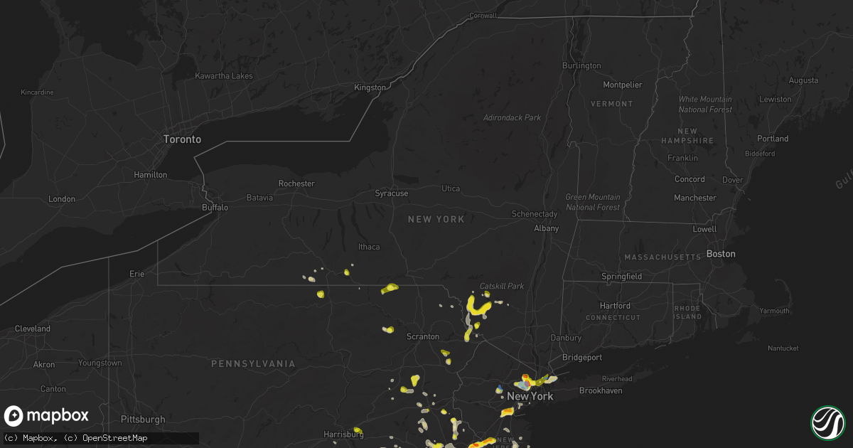 Hail map in New York on July 6, 2020