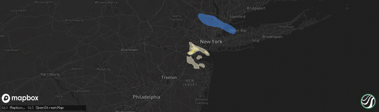 Hail map in Edison, NJ on July 6, 2021