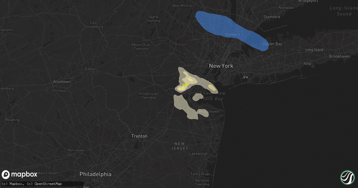 Hail map in Edison, NJ on July 6, 2021