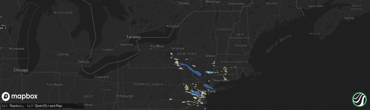 Hail map in New York on July 6, 2021