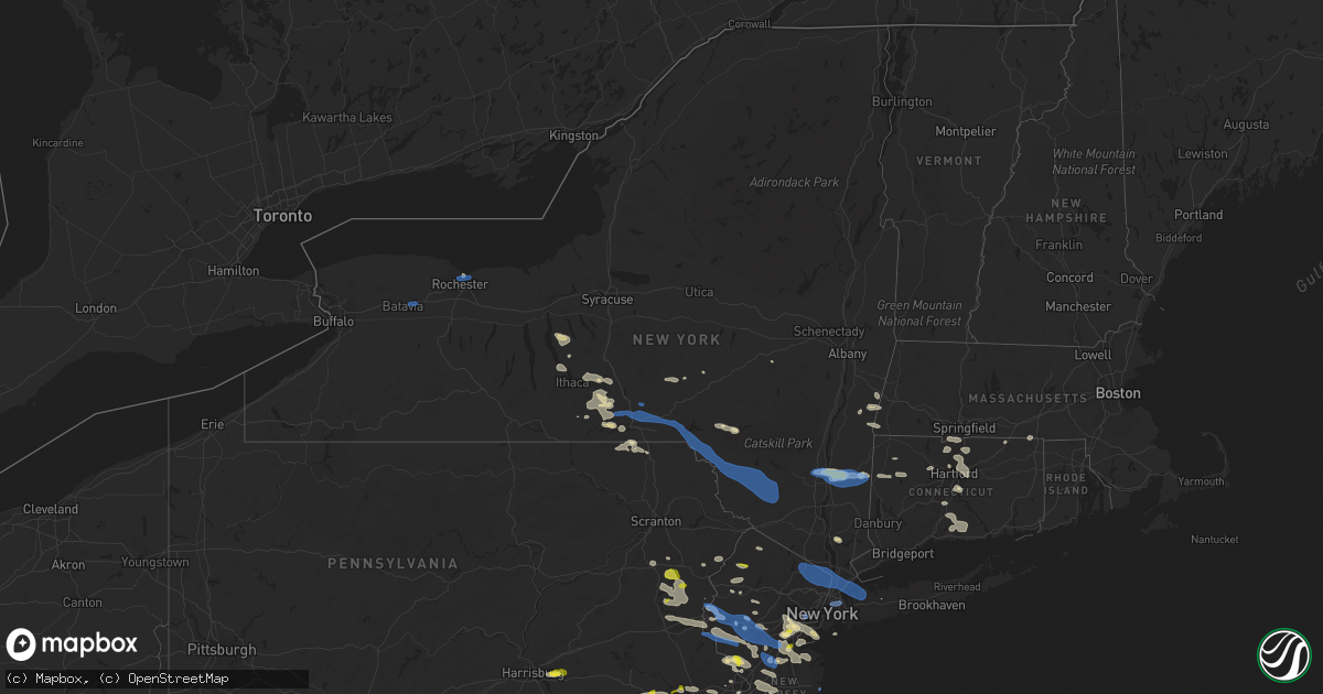 Hail map in New York on July 6, 2021