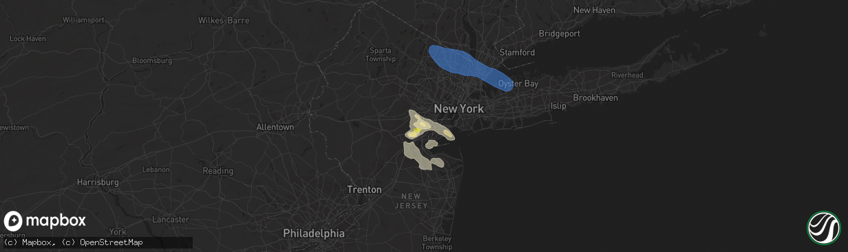 Hail map in Rahway, NJ on July 6, 2021