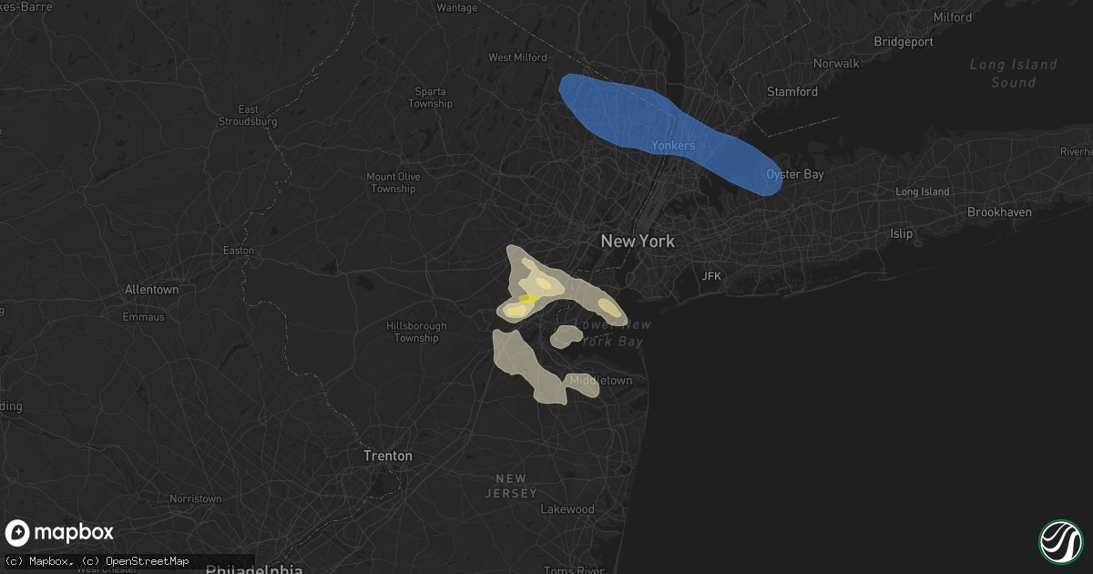 Hail map in Rahway, NJ on July 6, 2021
