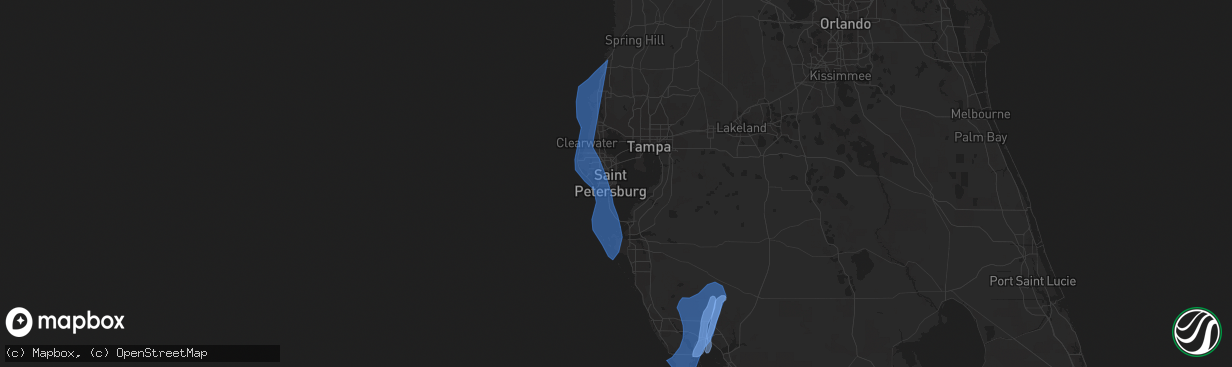 Hail map in Saint Petersburg, FL on July 6, 2021