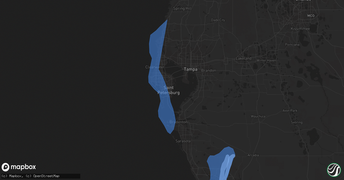 Hail map in Saint Petersburg, FL on July 6, 2021