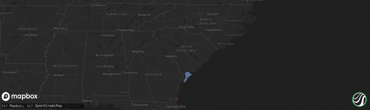 Hail map in South Carolina on July 6, 2021