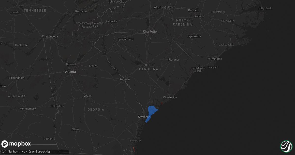 Hail map in South Carolina on July 6, 2021