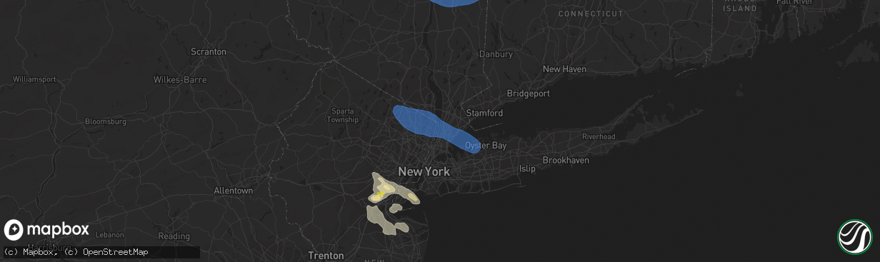 Hail map in Yonkers, NY on July 6, 2021