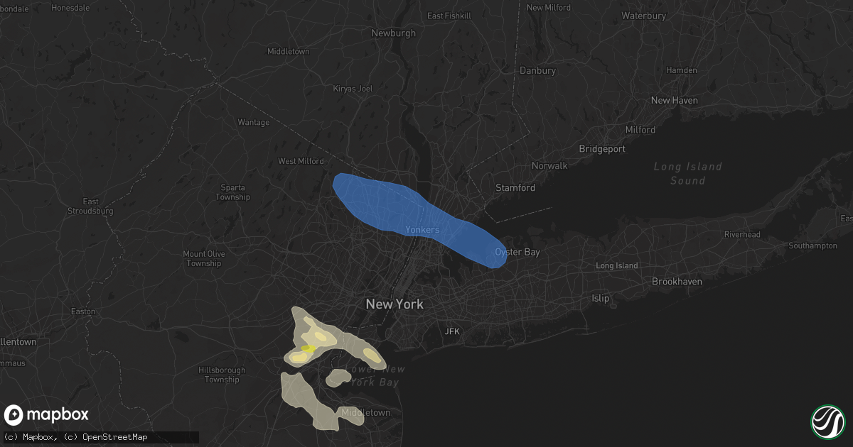 Hail map in Yonkers, NY on July 6, 2021