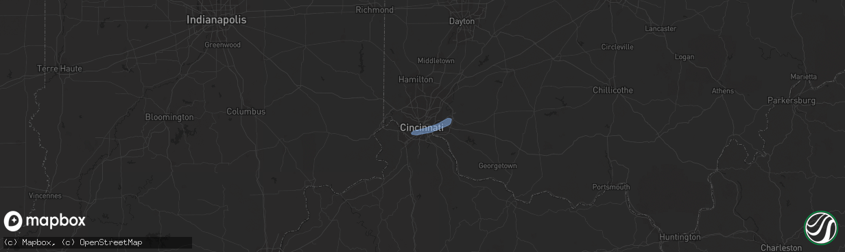 Hail map in Cincinnati, OH on July 6, 2022