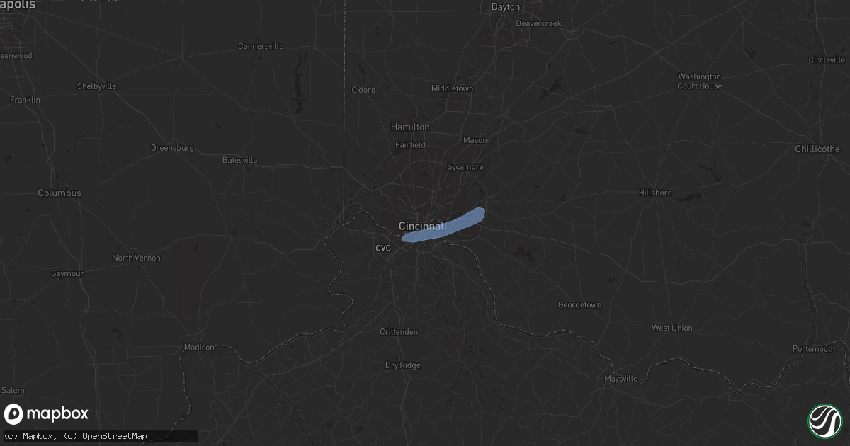 Hail map in Cincinnati, OH on July 6, 2022