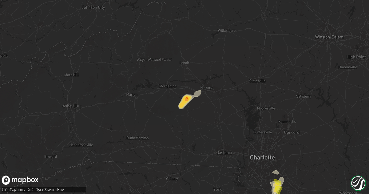 Hail map in Connelly Springs, NC on July 6, 2022