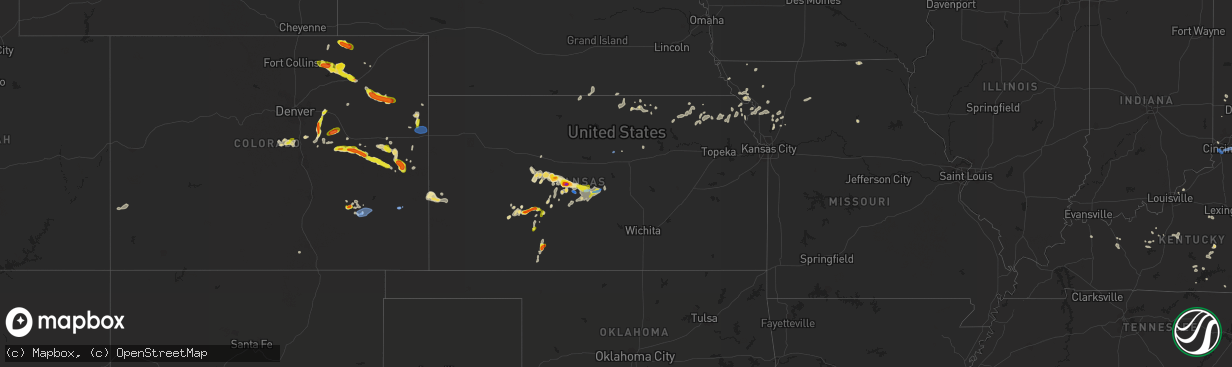 Hail map in Kansas on July 6, 2022