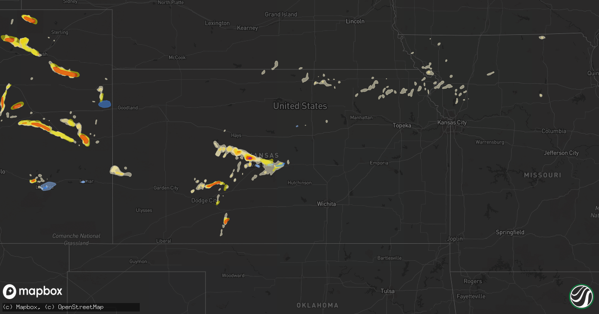 Hail map in Kansas on July 6, 2022