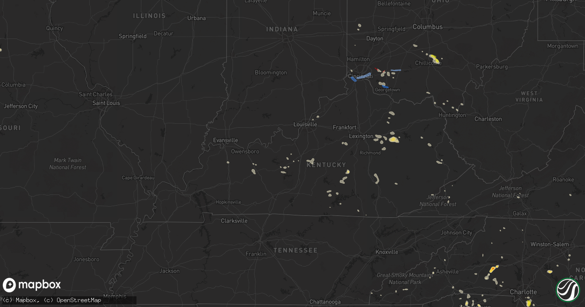 Hail map in Kentucky on July 6, 2022