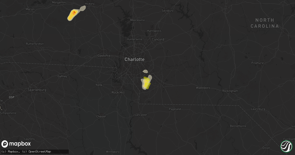 Hail map in Matthews, NC on July 6, 2022