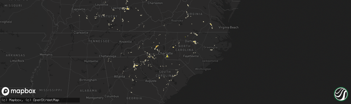 Hail map in North Carolina on July 6, 2022
