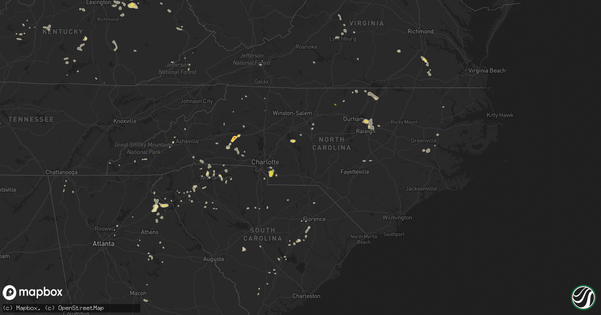 Hail map in North Carolina on July 6, 2022