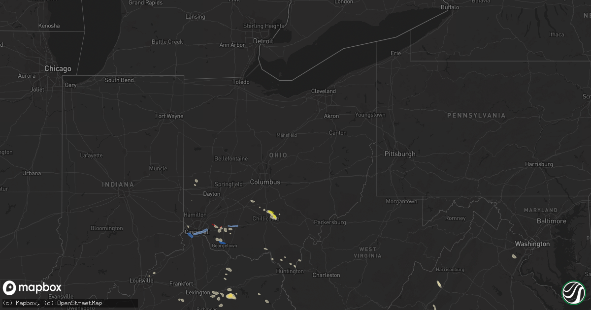 Hail map in Ohio on July 6, 2022