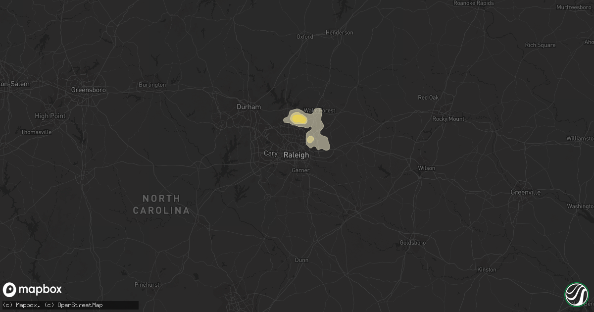 Hail map in Raleigh, NC on July 6, 2022