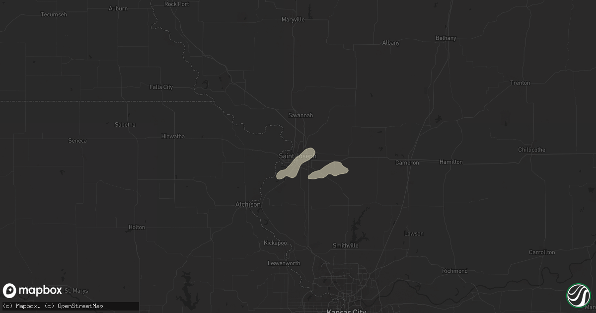 Hail map in Saint Joseph, MO on July 6, 2022