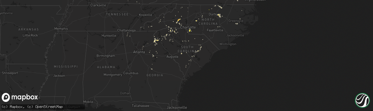 Hail map in South Carolina on July 6, 2022