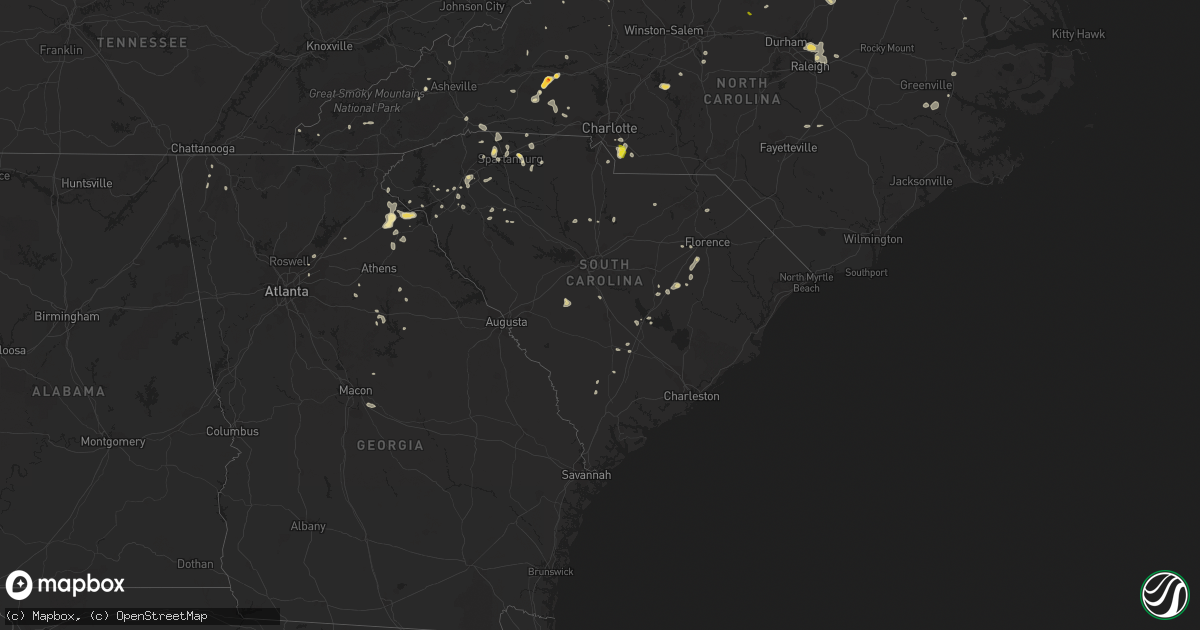 Hail map in South Carolina on July 6, 2022