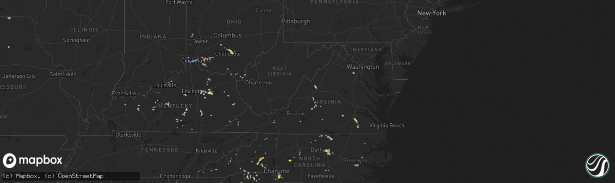 Hail map in Virginia on July 6, 2022
