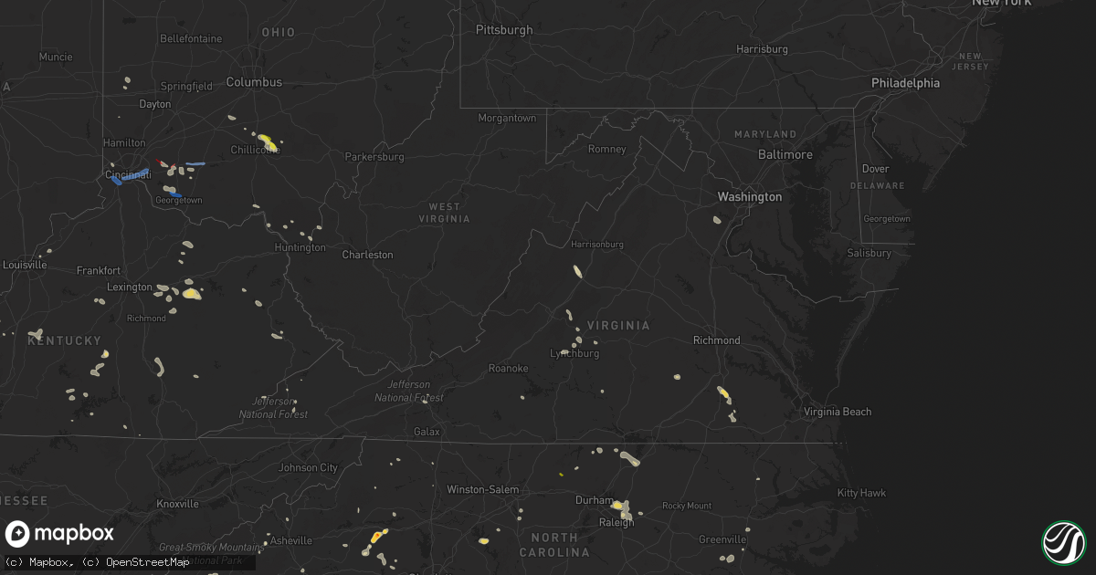 Hail map in Virginia on July 6, 2022