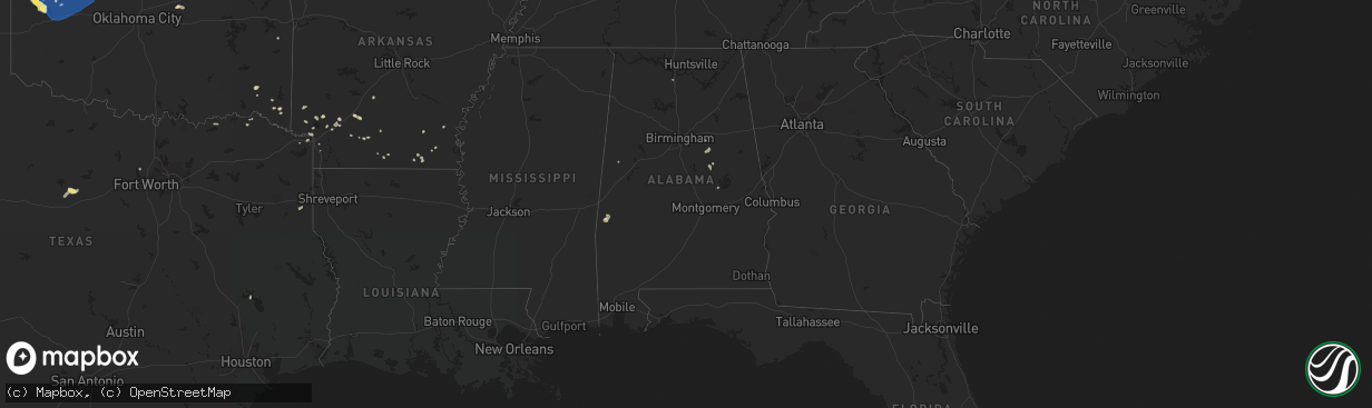 Hail map in Alabama on July 6, 2023