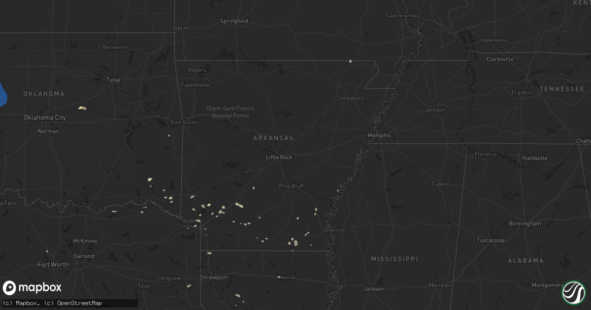 Hail map in Arkansas on July 6, 2023