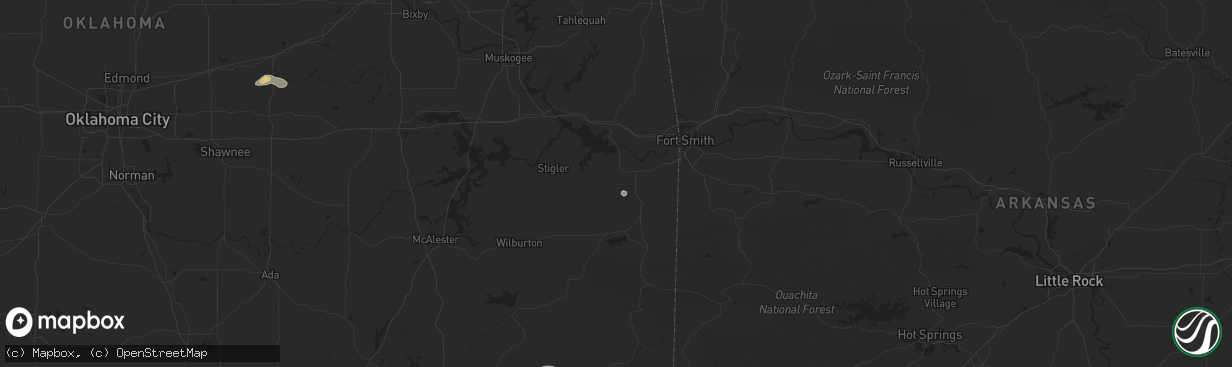 Hail map in Bokoshe, OK on July 6, 2023