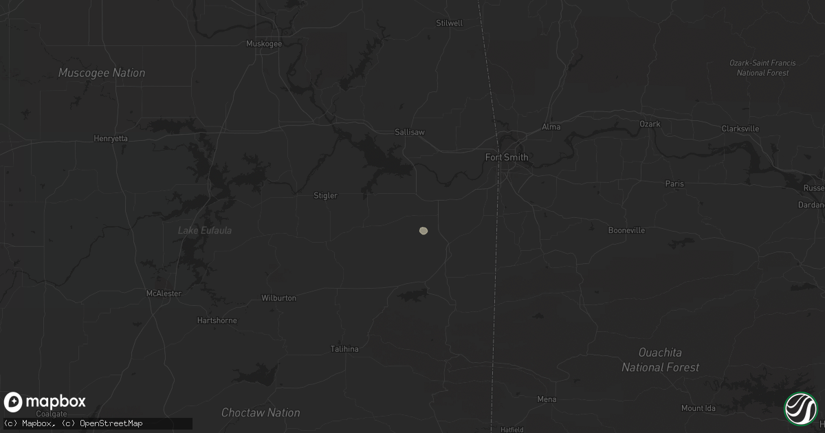 Hail map in Bokoshe, OK on July 6, 2023
