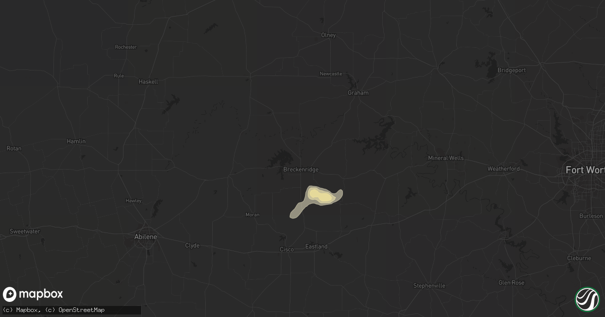 Hail map in Breckenridge, TX on July 6, 2023